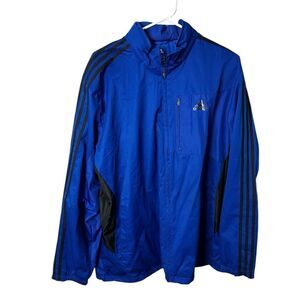 Adidas DRIVE 2 ALL WEATHER Hooded Blue & Black windbreaker Track jacket Sz XL